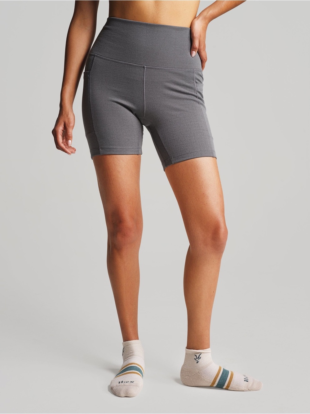 Ibex Enduro Activewear Merino Wool Blend Shorts-Dark Pewter Gray-Women Size XXL